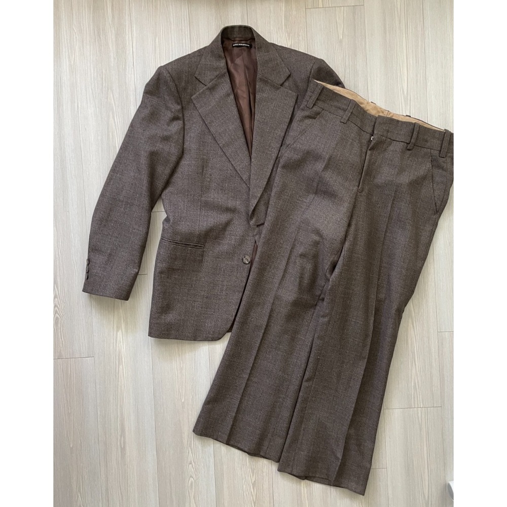 Men's Brown Wool Tweed 2-Piece Suit Tailored 34x30 Size 40R Formal Preppy